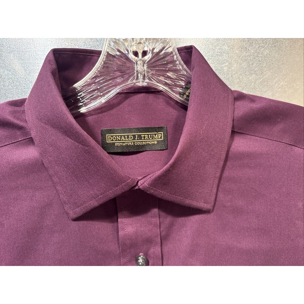 Donald J Trump Signature Collection16 34/35 Purple Dress Shirt Cotton